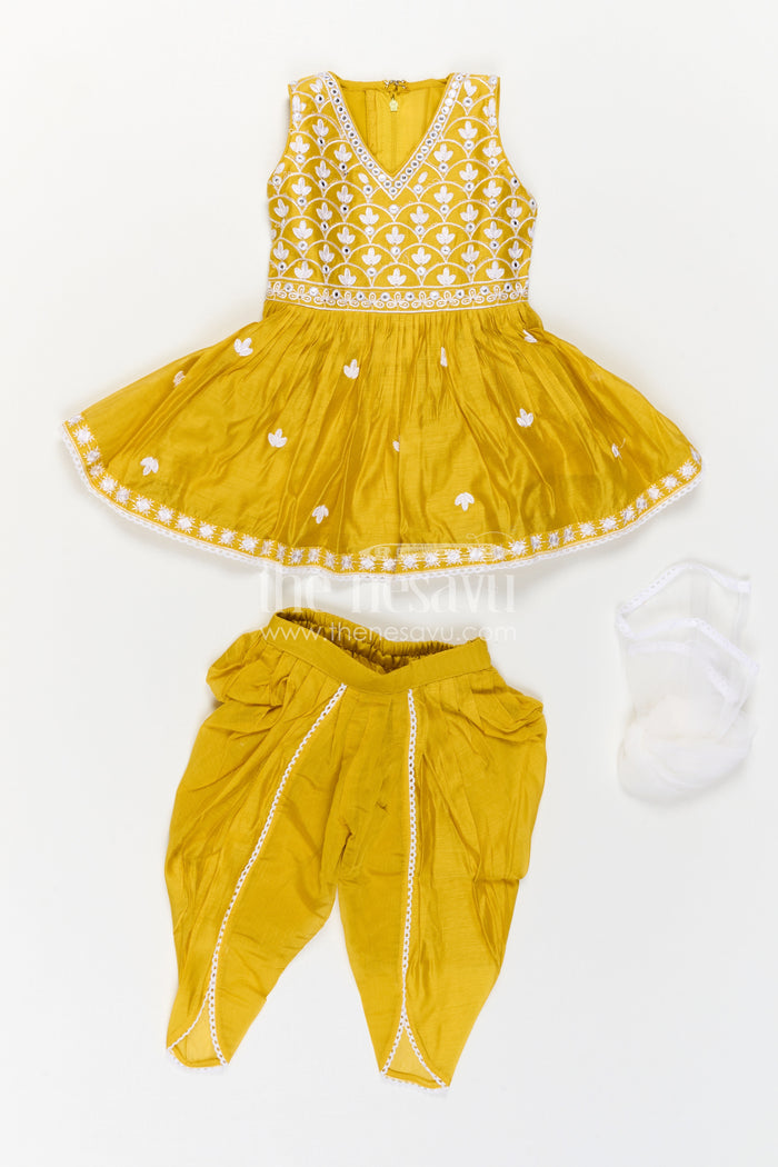 The Nesavu Girls Sharara / Plazo Set Girls Sharara Set for Festive Occasions and Traditional Outings Nesavu Nesavu Girls Sharara Set For Festive Occasions With Georgette Chikankari Embroidery And Comfortable Fit