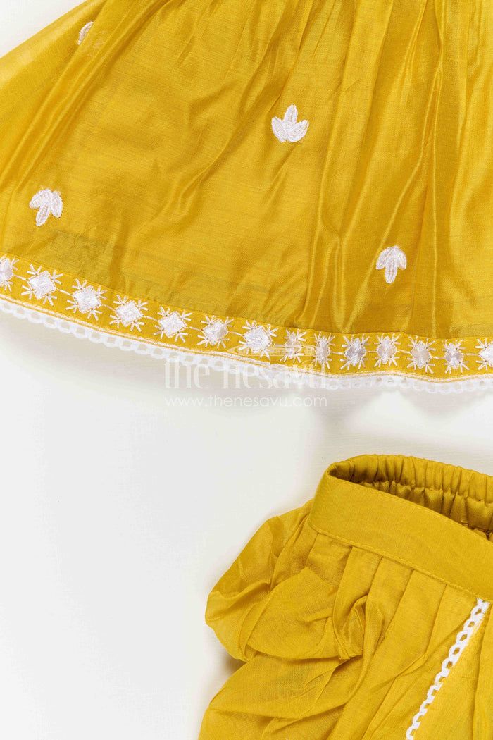 The Nesavu Girls Sharara / Plazo Set Girls Sharara Set for Festive Occasions and Traditional Outings Nesavu Nesavu Girls Sharara Set For Festive Occasions With Georgette Chikankari Embroidery And Comfortable Fit