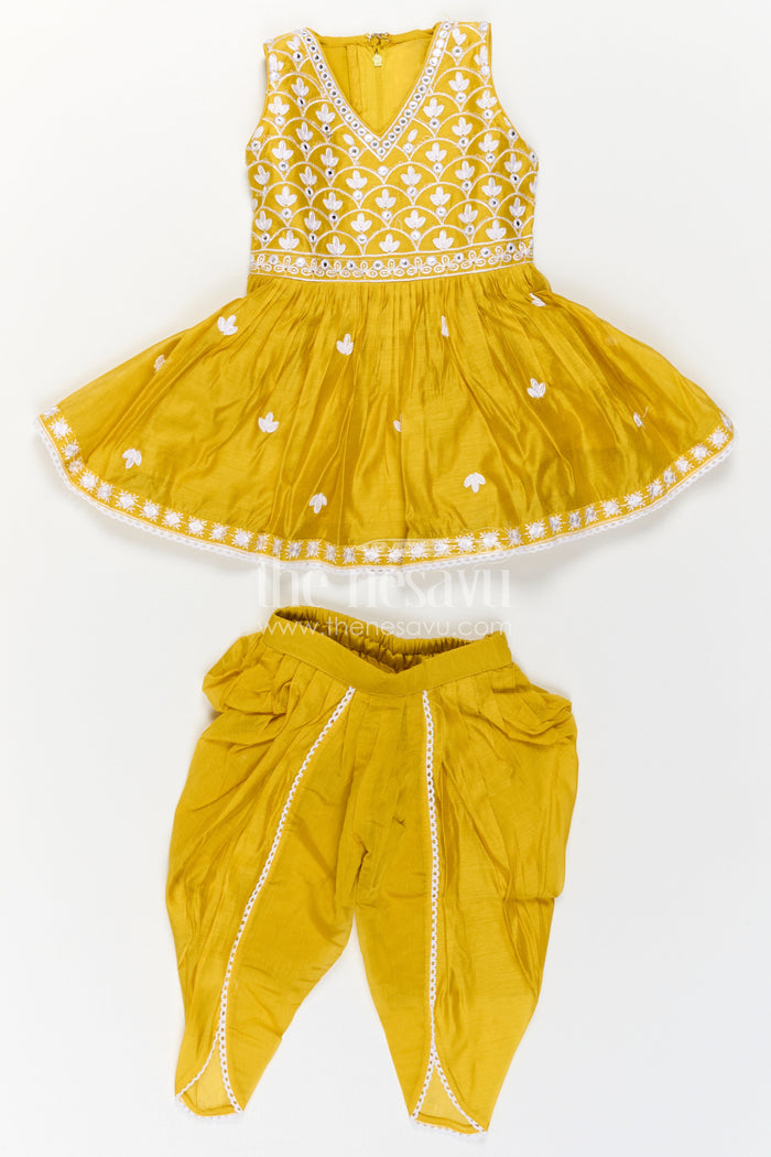 The Nesavu Girls Sharara / Plazo Set Girls Sharara Set for Festive Occasions and Traditional Outings Nesavu Nesavu Girls Sharara Set For Festive Occasions With Georgette Chikankari Embroidery And Comfortable Fit