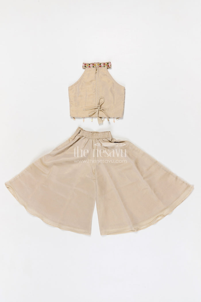 The Nesavu Girls Sharara / Plazo Set Girls Sharara Set for Festive Weddings and Family Functions Nesavu Nesavu girls sharara set for weddings and festive occasions with sequin embroidered yoke