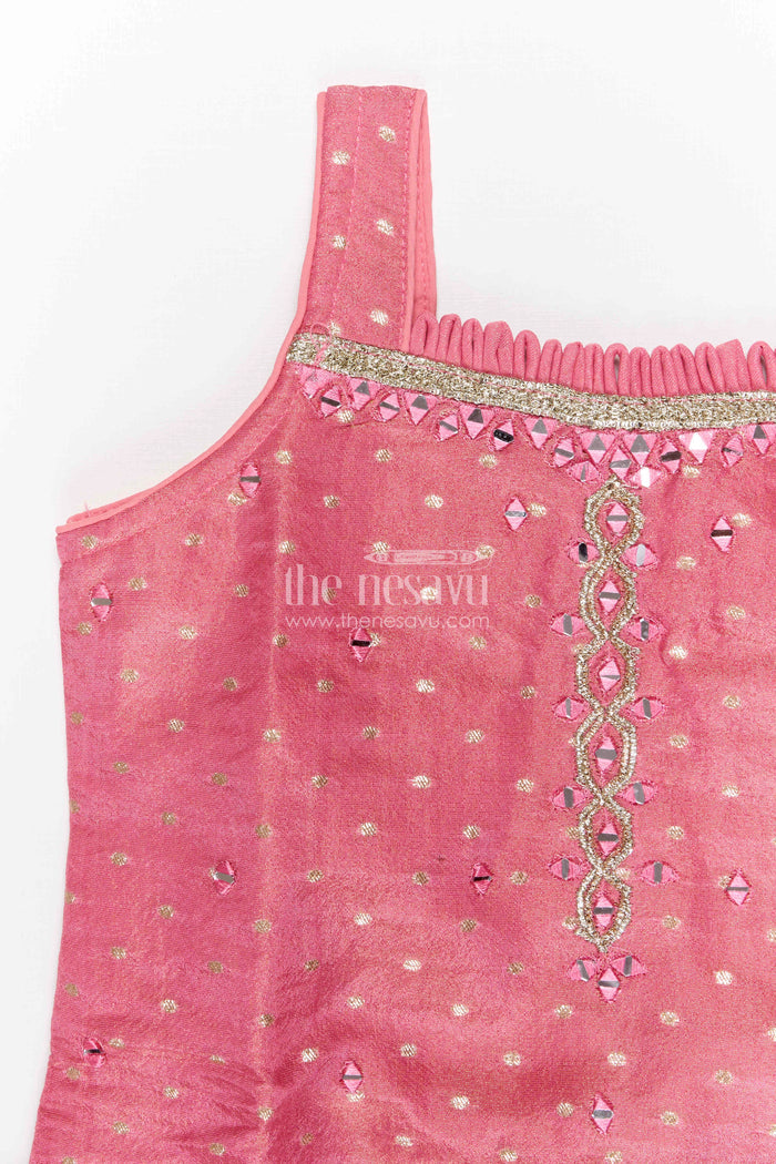 The Nesavu Girls Sharara / Plazo Set Girls Sharara Set for Festive Weddings and Traditional Celebrations Nesavu Nesavu girls viscose silk sharara set for weddings and festive celebrations with designer yoke