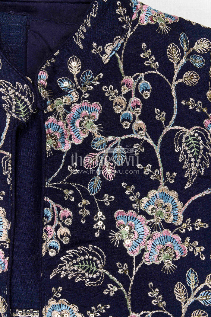 The Nesavu Girls Sharara / Plazo Set Girls Sharara Set for Sangeeth and Festive Occasions Nesavu Nesavu Girls Sharara Set For Weddings And Festive Occasions With Embroidered Jacket And Flowy Pants