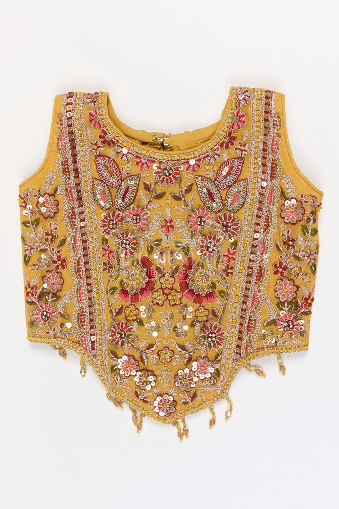 The Nesavu Girls Sharara / Plazo Set Girls Sharara Set for Wedding and Festive Nesavu Nesavu Girls Georgette Sharara Set With Designer Embroidered Yoke For Weddings And Festive Occasions
