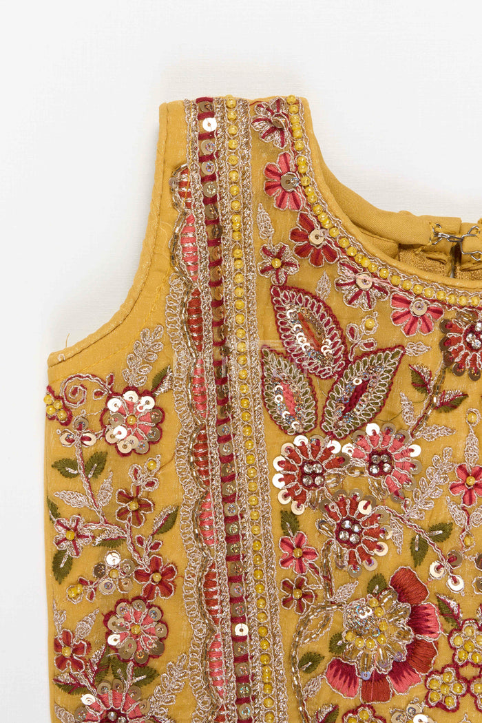 The Nesavu Girls Sharara / Plazo Set Girls Sharara Set for Wedding and Festive Nesavu Nesavu Girls Georgette Sharara Set With Designer Embroidered Yoke For Weddings And Festive Occasions