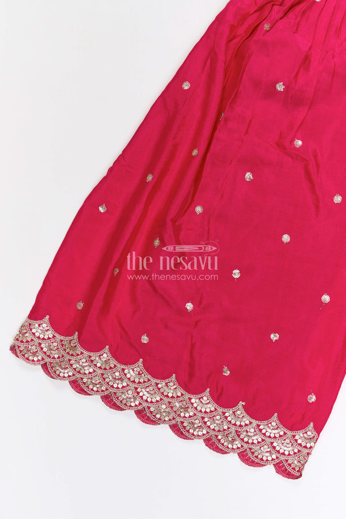 The Nesavu Girls Sharara / Plazo Set Girls Sharara Set for Wedding Functions Nesavu Nesavu girls viscose silk sharara set with sequin embroidery for weddings