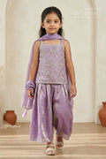 The Nesavu Girls Sharara / Plazo Set Girls Sharara Set for Weddings and Festival Celebrate. Nesavu 24 (5Y) / Purple / Organza GPS987A-24 Nesavu girls glaze organza sharara set with designer embroidered yoke for weddings and festive celebrations