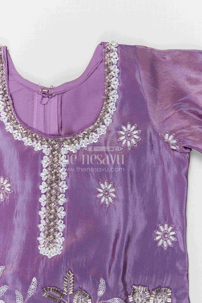 The Nesavu Girls Sharara / Plazo Set Girls Sharara Set for Weddings and Festival Celebrations Nesavu Nesavu girls viscose silk sharara set with designer embroidery for weddings and festive occasions