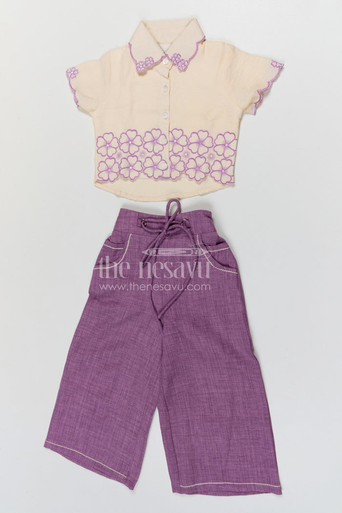 The Nesavu Girls Sharara / Plazo Set Girls Sharara Set for Weddings and Festival Events Celebration Nesavu Nesavu girls sharara set for weddings festive celebrations and cultural events with embroidered ethnic design
