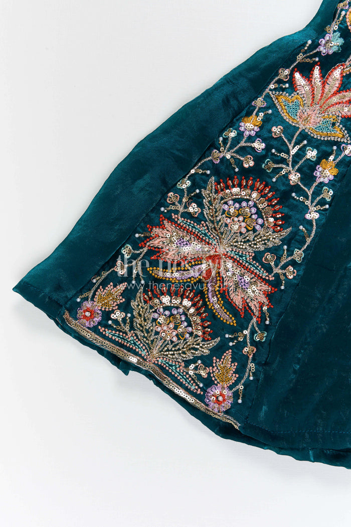 The Nesavu Girls Sharara / Plazo Set Girls Sharara Set for Weddings and Festival Family Celebrations Nesavu Nesavu girls glaze organza sharara set for weddings and festive celebrations with designer embroidery