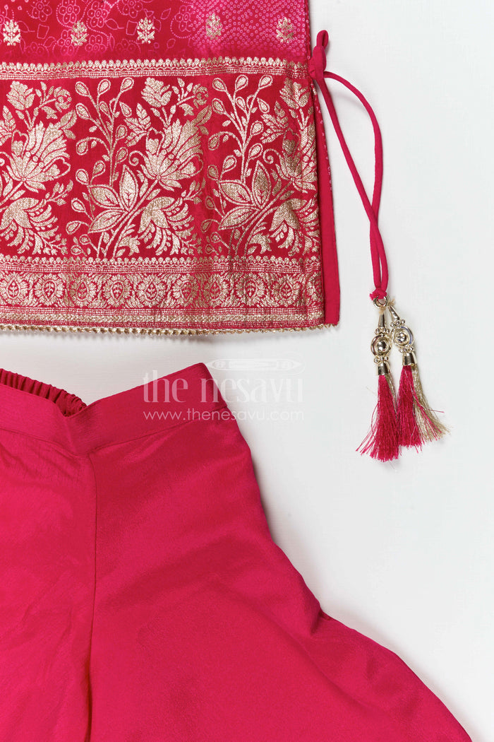 The Nesavu Girls Sharara / Plazo Set Girls Sharara Set for Weddings and Festive Cultural Celebrations Nesavu Nesavu girls georgette sharara set with embroidered yoke for weddings festive events and celebrations