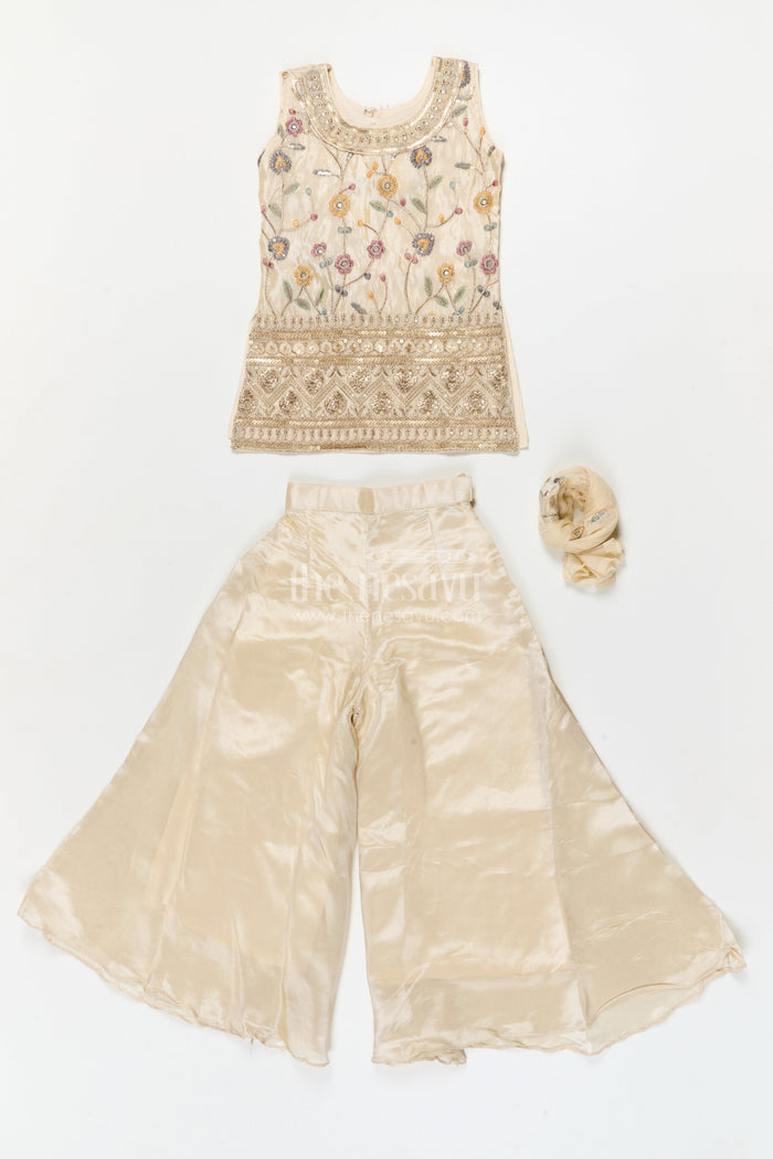 The Nesavu Girls Sharara / Plazo Set Girls Sharara Set for Weddings and Festive Family Gatherings Nesavu Nesavu girls sharara set for festive weddings and family celebrations in viscose silk