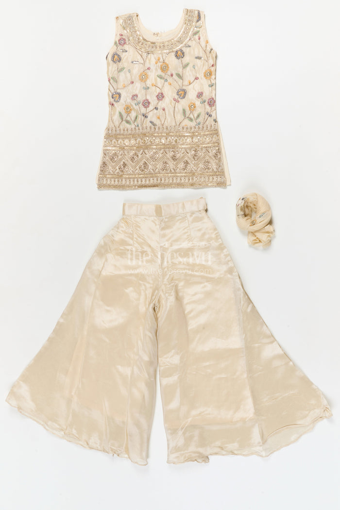 The Nesavu Girls Sharara / Plazo Set Girls Sharara Set for Weddings and Festive Family Gatherings Nesavu Nesavu girls sharara set for festive weddings and family celebrations in viscose silk
