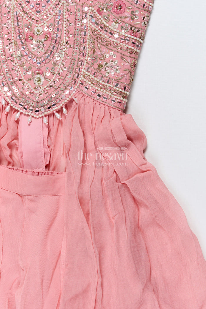 The Nesavu Girls Sharara / Plazo Set Girls Sharara Set for Weddings and Traditional Functions Nesavu Nesavu girls sharara set embroidered yoke weddings festive celebrations