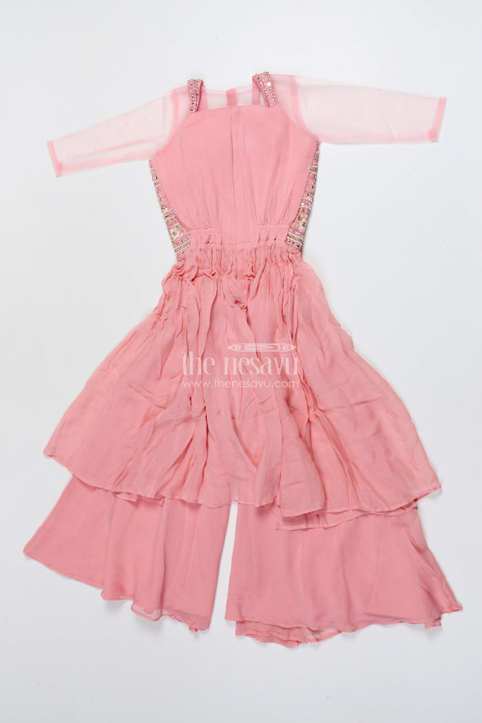 The Nesavu Girls Sharara / Plazo Set Girls Sharara Set for Weddings and Traditional Functions Nesavu Nesavu girls sharara set embroidered yoke weddings festive celebrations