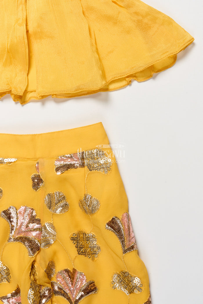 The Nesavu Girls Sharara / Plazo Set Girls Sharara Set with Sequins for Festive and Traditional Wear Nesavu Nesavu festive sharara set girls sequin embroidery ideal Diwali family celebrations