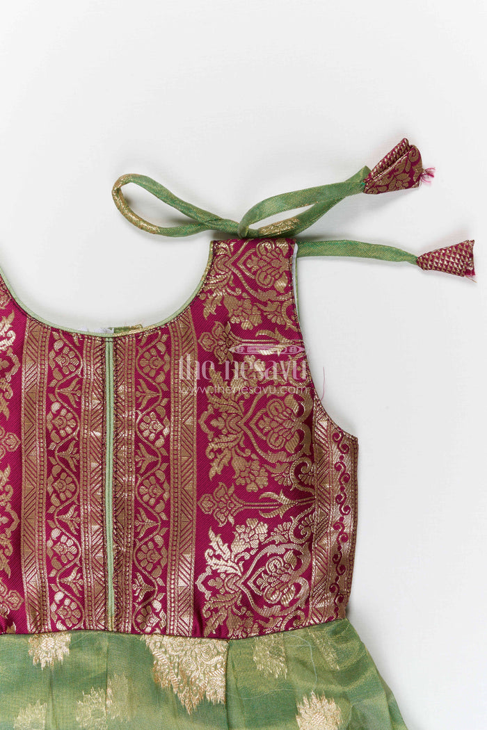 The Nesavu Silk Frock Girls Silk Frock for Festive Weddings and Celebrations Nesavu Nesavu girls blend silk frock with tissue bottom for festive weddings