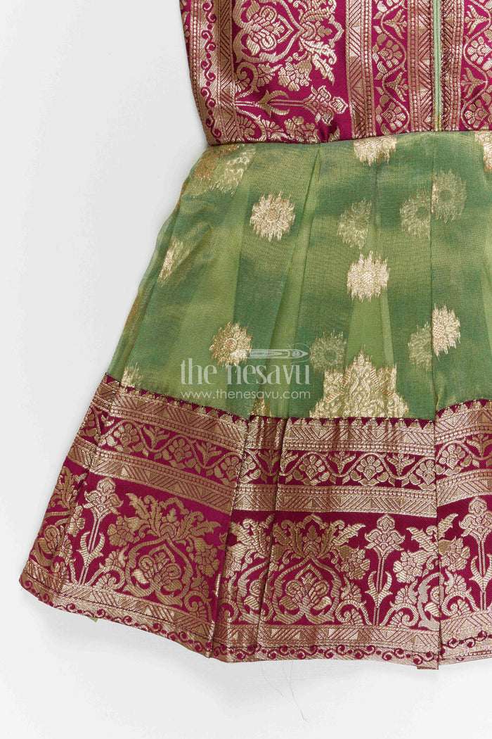 The Nesavu Silk Frock Girls Silk Frock for Festive Weddings and Celebrations Nesavu Nesavu girls blend silk frock with tissue bottom for festive weddings