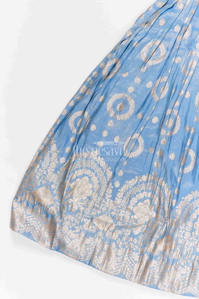 The Nesavu Girls Silk Gown Girls Silk Gown for Weddings and Grand Festive Occasions Nesavu Nesavu girls viscose silk gown for weddings with traditional zari border