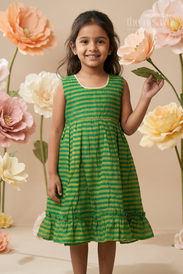 The Nesavu Girls Cotton Frock Girls Sleeveless Cotton Dress for Playdates and Outings Nesavu 12 (3M) / Multicolor / Cotton GFC2121A-12 Nesavu Girls Sleeveless Cotton Dress For Playdates Casual Outings And Summer Comfort