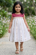 The Nesavu Girls Cotton Frock Girls Striped Frock for Festive Outings and Family Gatherings Nesavu 12 (3M) / Silver / Cotton GFC2263A-12 Nesavu Girls Striped Cotton Frock For Festive Outings And Family Celebrations