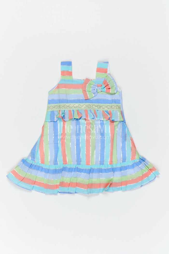 The Nesavu Girls Cotton Frock Girls Striped Frock for Summer Outings and Playful Days Nesavu Nesavu Girls Striped Cotton Frock For Summer Outings And Playful Celebrations