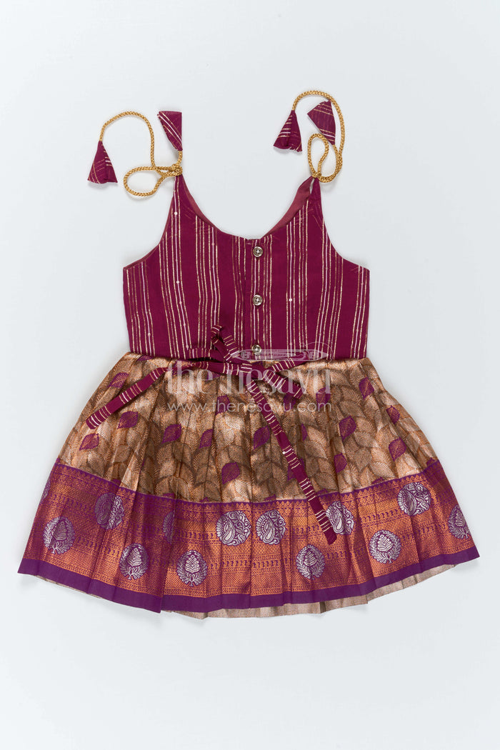 The Nesavu Tie-up Frock Girls Tie up Frock for Wedding and Festive Occasions Nesavu Nesavu Girls Tie Up Frock With Zari Border For Weddings And Festive Celebrations