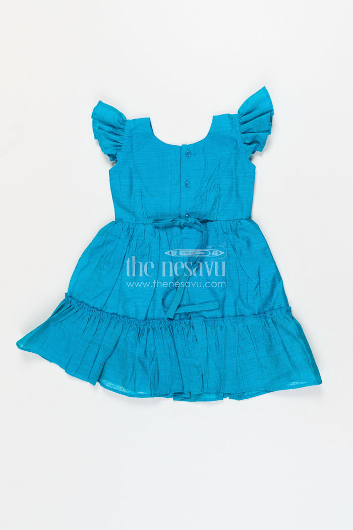 The Nesavu Girls Chanderi Frock Girls Traditional Frock for School Ethnic Days and Family Events Nesavu Nesavu traditional cotton frock for girls with ethnic design for school events and poojas