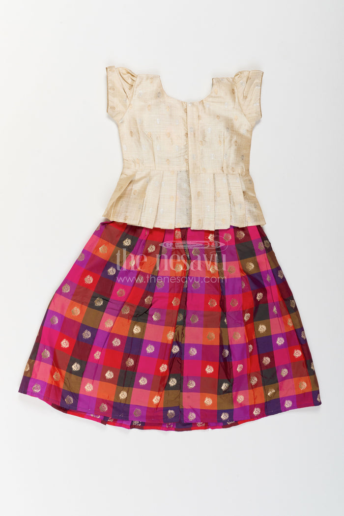 The Nesavu Pattu Pavadai Girls Traditional Pavadai Set for Weddings and Family Functions Nesavu Nesavu Girls Traditional Pavadai Set For Weddings Poojas Family Functions And Festive Celebrations