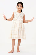 The Nesavu Girls Cotton Frock Girls White Color Frock with Embroidery and Layered Pleats for Graceful Festive Wear Nesavu 22 (4Y) / Cream GFC1645A-22 Girls White Color Cotton Frock Embroidery Layered Pleats Festive Wear | The Nesavu