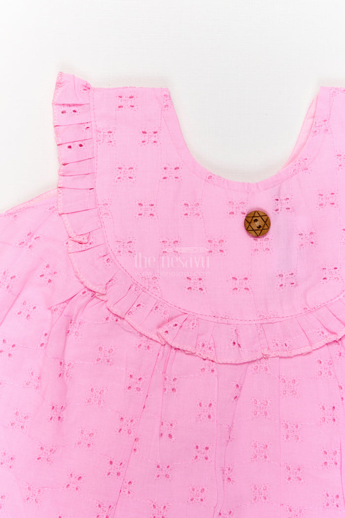 The Nesavu Baby Cotton Frocks Hakoba Cotton Frock for Baby Girls with Sleeveless Flare Design Nesavu Nesavu baby girl hakoba cotton frock with sleeveless pleated silhouette for festive casual wear