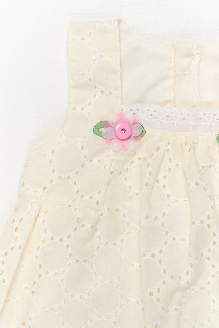 The Nesavu Baby Cotton Frocks Hakoba Frock with Bloomers for Baby Girls’ First Outings Nesavu Nesavu baby hakoba frock with floral details and bloomers for first outings and gifting