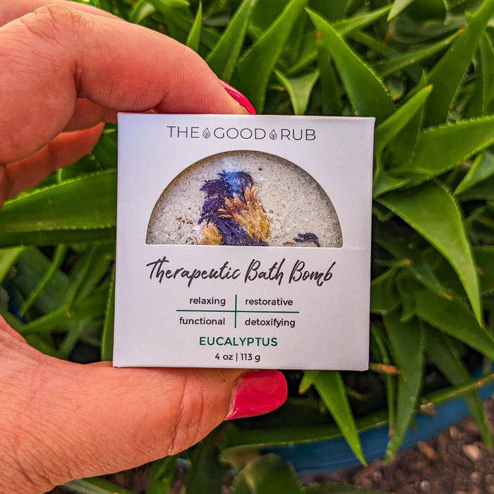 Herbal-Infused Eucalyptus + Corn Flower Bath Bomb