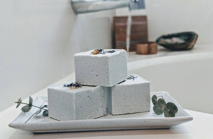 Herbal-Infused Eucalyptus + Corn Flower Bath Bomb