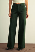 High Rise Stretchy Wide Leg BP435J-A - Dark Forest Green