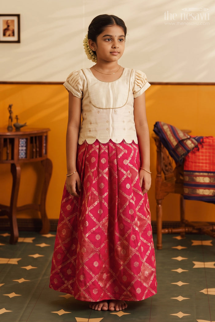 Infant Pattu Pavadai for Naming Ceremony and Temple Visit
