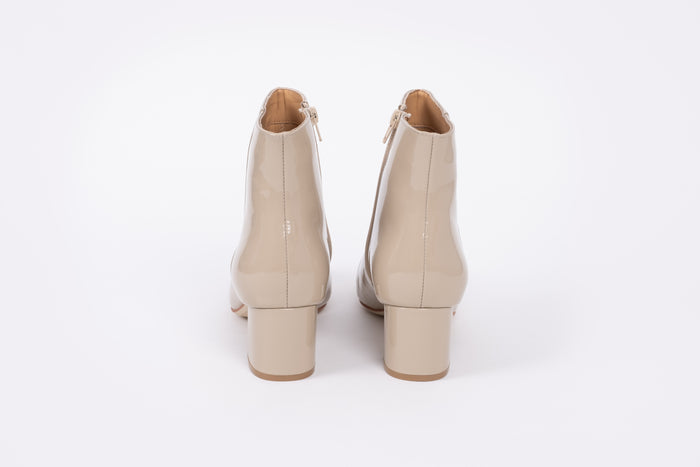 Back view of Izzy boot in taupe. Womens footwear in larger sizes UK 8-12
