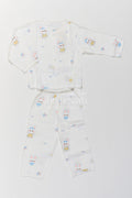 The Nesavu Night Dress Kids Bunny Print Night Suit for Cosy Bedtime and Sleepovers Nesavu 18 (2Y) / White / Muslin NS087A-18 Nesavu Kids Bunny Print Muslin Night Suit For Cosy Bedtime Sleepovers With Full Length Pajama Pants