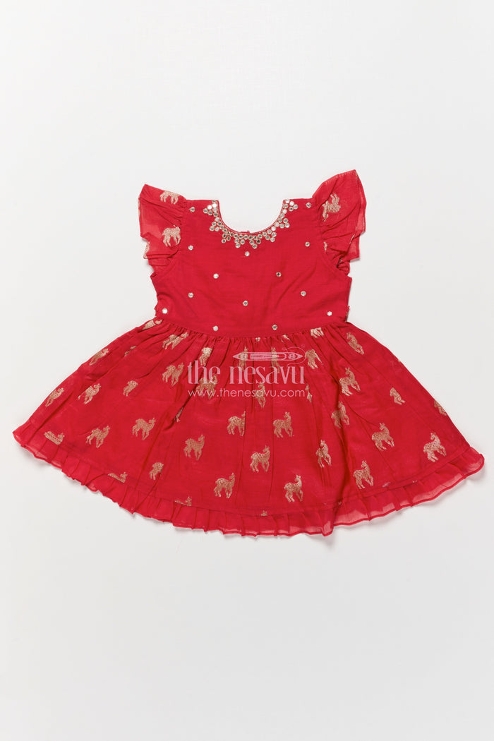 The Nesavu Girls Chanderi Frock Kids Frock for Festive Occasions and Ethnic Celebrations Nesavu Nesavu kids frock festive occasions weddings cultural celebrations