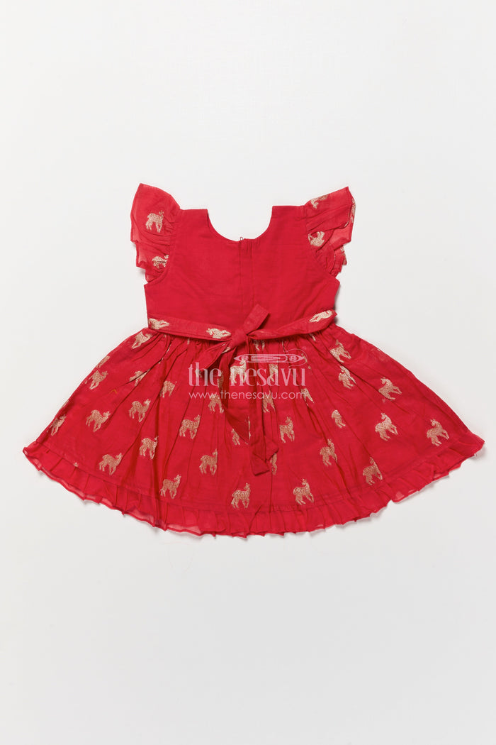 The Nesavu Girls Chanderi Frock Kids Frock for Festive Occasions and Ethnic Celebrations Nesavu Nesavu kids frock festive occasions weddings cultural celebrations