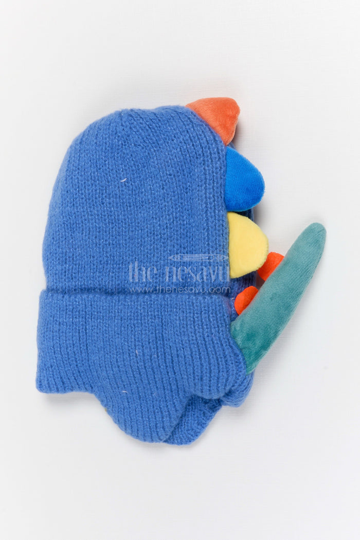 The Nesavu Baby Accessories Kids Rib Knit Beanie Cap with Cute Dinosaur Motif Nesavu Blue / Rib Knit IA002E-8 Nesavu Kids Blue Rib Knit Beanie Cap With Dinosaur Pattern | New Born To 6 Months