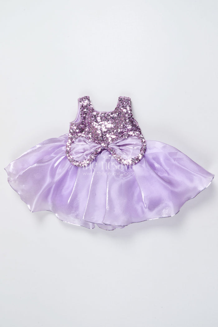 The Nesavu Girls Fancy Party Frock Lavender Party Frock for Girls Sequin Yoke Organza Dress for Birthdays Nesavu Nesavu Lavender Party Frock Girls Sequin Yoke Organza Dress Birthdays Celebrations