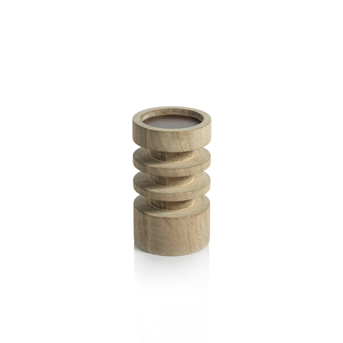 Le Salama Carved Mango Wood Pillar Holders - Candle Holders by Carlyle Avenue