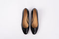 Aerial view of Lily court shoes in Black Croc available in larger UK sizes 8-12