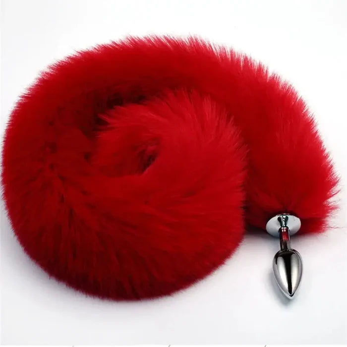 78cm Red Long Fox Tail Anal Plug Metal Butt Plug Prostate Massager Erotic Cosplay Accessories Adult Novelty Sex Toys