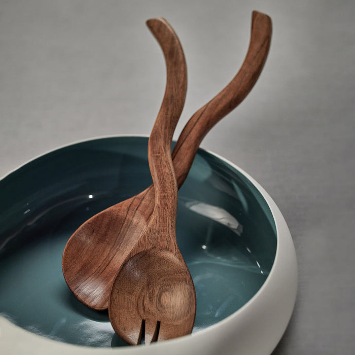 Mango Wood Curvy Salad Server Set - Tableware by Carlyle Avenue