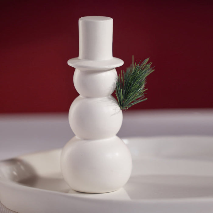 Ceramic Decorative Snowman - Matte White - Christmas Decor by Carlyle Avenue