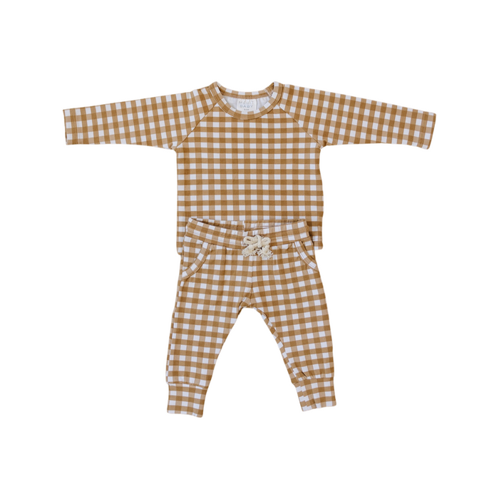 Mustard Gingham Two-piece Pocket Set