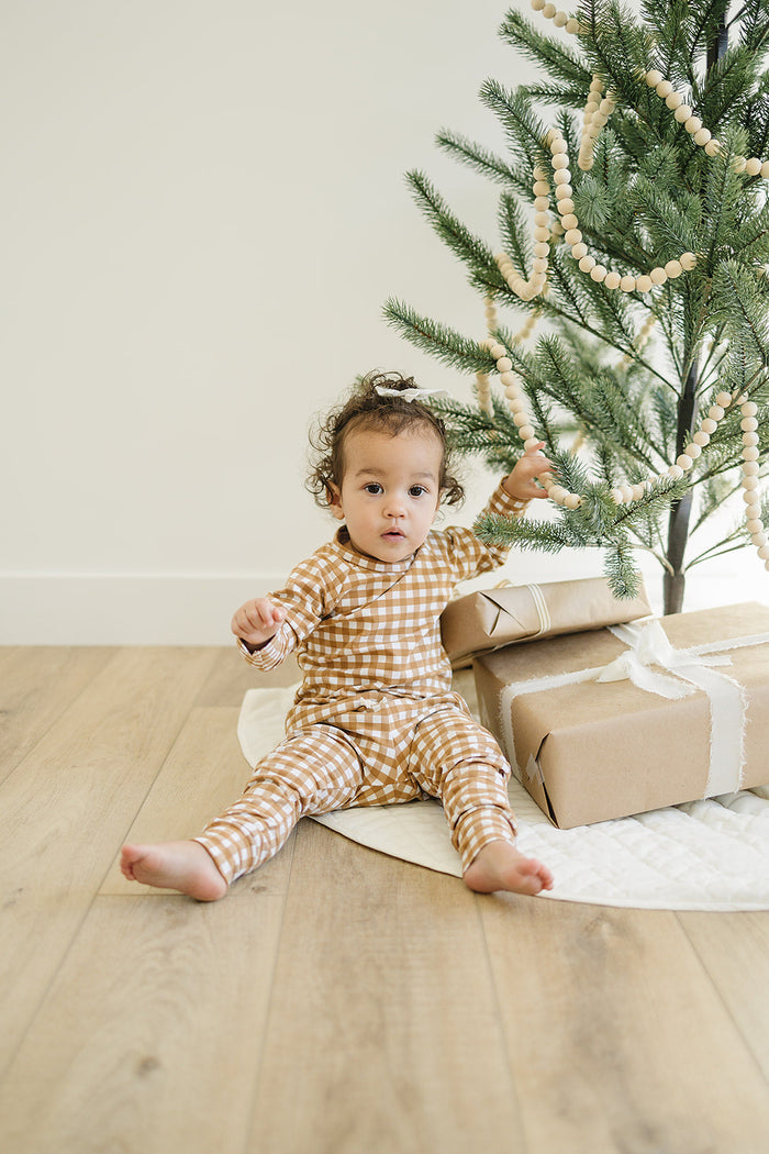 Mustard Gingham Two-piece Pocket Set