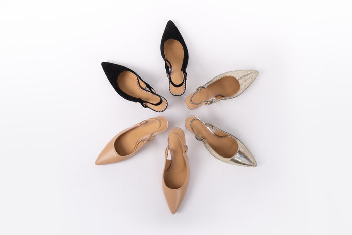 Aerial view of Myahs in all 3 colours, brown, black and gold. Available in large womens sizes 8-12