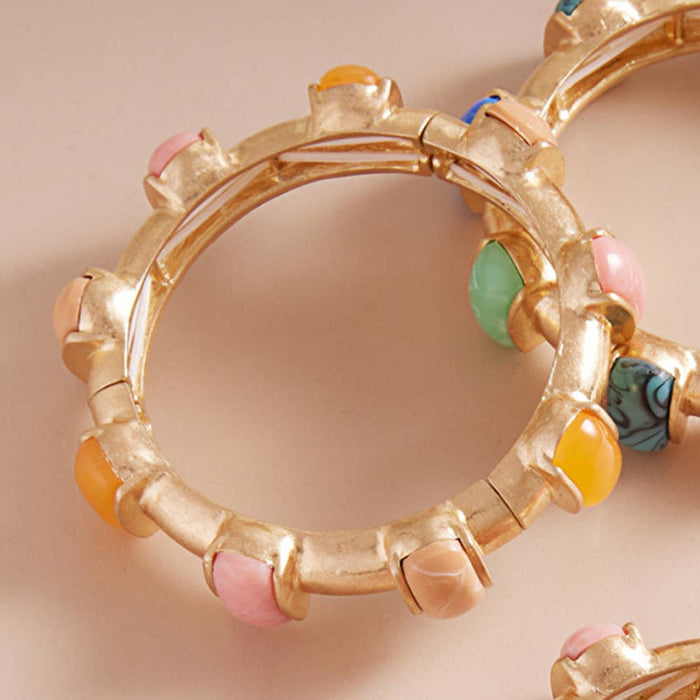 Natural Stone Pointed Stretch Bangle Bracelet